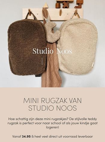 Aanbiedingen Mini rugzak studio noos - Studio Noos - Geldig van 07/11/2021 tot 13/11/2021 bij Baby & Tiener Megastore