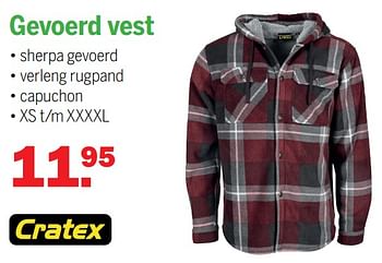 Aanbiedingen Gevoerd vest - Cratex - Geldig van 07/11/2021 tot 28/11/2021 bij Van Cranenbroek