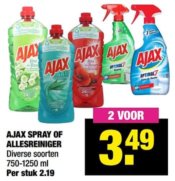 Aanbiedingen Ajax spray of allesreiniger - Ajax - Geldig van 08/11/2021 tot 21/11/2021 bij Big Bazar