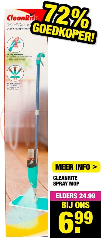 Aanbiedingen Cleanrite spray mop - Cleanrite - Geldig van 08/11/2021 tot 21/11/2021 bij Big Bazar