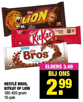 Aanbiedingen Nestlé bros, kitkat of lion - Nestlé - Geldig van 08/11/2021 tot 21/11/2021 bij Big Bazar