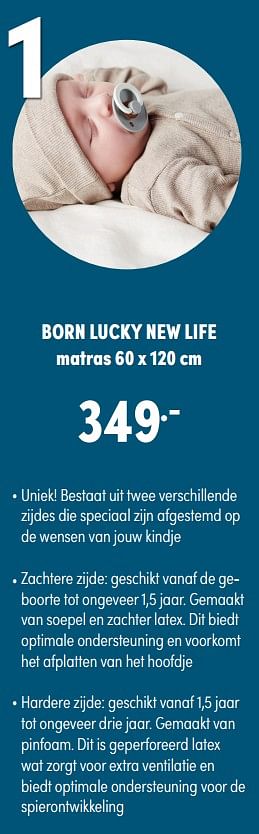 Aanbiedingen Born lucky new life matras - Born Lucky - Geldig van 07/11/2021 tot 13/11/2021 bij Baby & Tiener Megastore