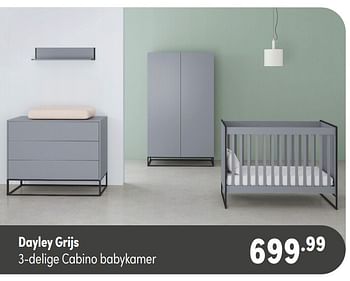 Aanbiedingen Dayley grijs 3-delige cabino babykamer - Cabino - Geldig van 07/11/2021 tot 13/11/2021 bij Baby & Tiener Megastore