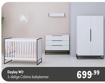 Aanbiedingen Dayley wit 3-delige cabino babykamer - Cabino - Geldig van 07/11/2021 tot 13/11/2021 bij Baby & Tiener Megastore