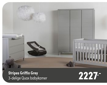 Aanbiedingen Stripes griffin grey 3-delige quax babykamer - Quax - Geldig van 07/11/2021 tot 13/11/2021 bij Baby & Tiener Megastore