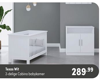 Aanbiedingen Texas wit 2-delige cabino babykamer - Cabino - Geldig van 07/11/2021 tot 13/11/2021 bij Baby & Tiener Megastore