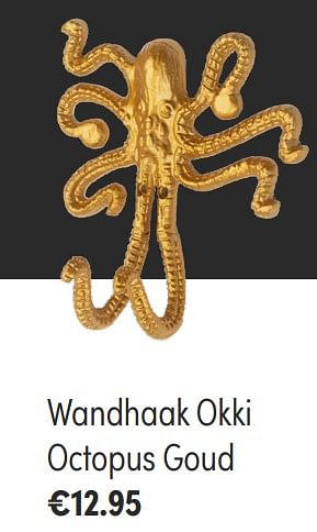 Aanbiedingen Wandhaak okki octopus goud - KidsDepot  - Geldig van 07/11/2021 tot 13/11/2021 bij Baby & Tiener Megastore
