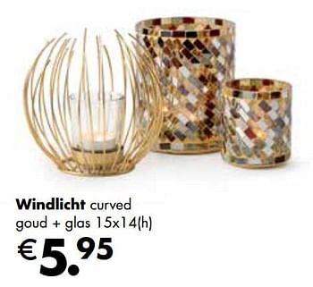 Aanbiedingen Windlicht curved goud + glas - Huismerk - Multi Bazar - Geldig van 08/11/2021 tot 30/11/2021 bij Multi Bazar