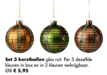 Aanbiedingen Set 3 kerstballen glas ruit - Huismerk - Multi Bazar - Geldig van 08/11/2021 tot 30/11/2021 bij Multi Bazar