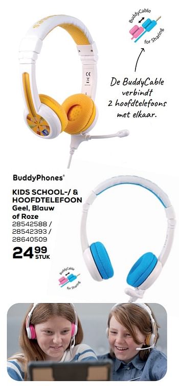 Aanbiedingen Kids school-- + hoofdtelefoon - Buddyphones - Geldig van 09/11/2021 tot 07/12/2021 bij Supra Bazar