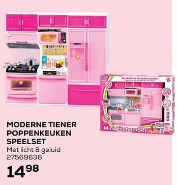Aanbiedingen Moderne tiener poppenkeuken speelset - Huismerk - Supra Bazar - Geldig van 09/11/2021 tot 07/12/2021 bij Supra Bazar
