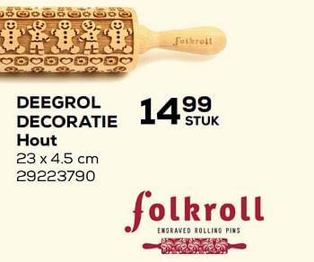 Aanbiedingen Deegrol decoratie hout - Folkroll - Geldig van 09/11/2021 tot 07/12/2021 bij Supra Bazar