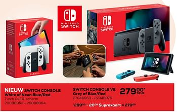 Aanbiedingen Nieuw switch console white of neon blue-red - Nintendo - Geldig van 09/11/2021 tot 07/12/2021 bij Supra Bazar