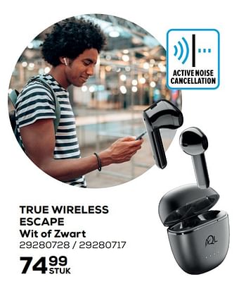 Aanbiedingen True wireless escape wit of zwart - AQL - Geldig van 09/11/2021 tot 07/12/2021 bij Supra Bazar