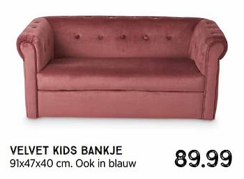 Aanbiedingen Velvet kids bankje - Huismerk - Xenos - Geldig van 08/11/2021 tot 28/11/2021 bij Xenos