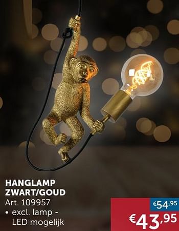 Aanbiedingen Hanglamp zwart-goud - Geldig van 16/11/2021 tot 20/12/2021 bij Zelfbouwmarkt