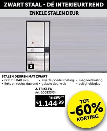 Aanbiedingen Stalen deuren mat zwart trixi 5w - Geldig van 16/11/2021 tot 20/12/2021 bij Zelfbouwmarkt