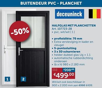 Aanbiedingen Buitendeur - halfglas met planchetten halfglas met planchetten - Deceuninck - Geldig van 16/11/2021 tot 20/12/2021 bij Zelfbouwmarkt