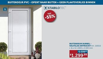 Aanbiedingen Buitendeur pvc dubbel - halfglas antracie - Geldig van 16/11/2021 tot 20/12/2021 bij Zelfbouwmarkt