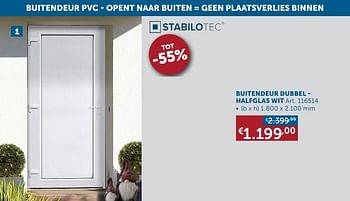 Aanbiedingen Buitendeur pvc dubbel - halfglas wit - Geldig van 16/11/2021 tot 20/12/2021 bij Zelfbouwmarkt