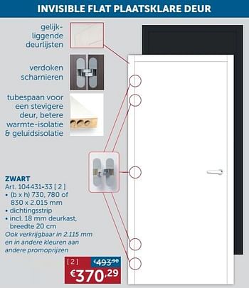 Aanbiedingen Invisible flat plaatsklare deur zwart - Geldig van 16/11/2021 tot 20/12/2021 bij Zelfbouwmarkt