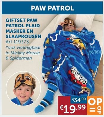 Aanbiedingen Giftset paw patrol plaid masker en slaapkousen - Geldig van 16/11/2021 tot 20/12/2021 bij Zelfbouwmarkt