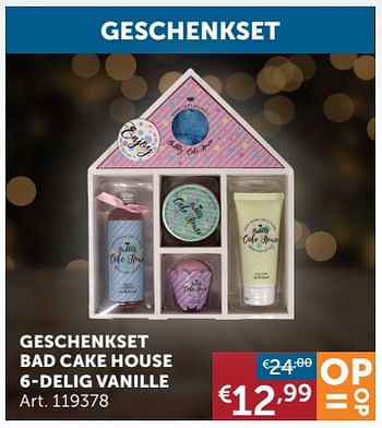 Aanbiedingen Geschenkset bad cake house 6-delig vanille - Geldig van 16/11/2021 tot 20/12/2021 bij Zelfbouwmarkt