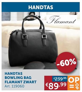 Aanbiedingen Handtas bowling bag flamant zwart - Flamant - Geldig van 16/11/2021 tot 20/12/2021 bij Zelfbouwmarkt