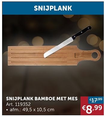 Aanbiedingen Snijplank bamboe met mes - Geldig van 16/11/2021 tot 20/12/2021 bij Zelfbouwmarkt