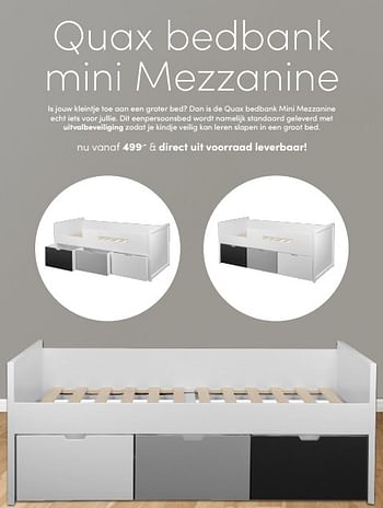 Aanbiedingen Quax bedbank mini mezzanine - Quax - Geldig van 14/11/2021 tot 30/11/2021 bij Baby & Tiener Megastore