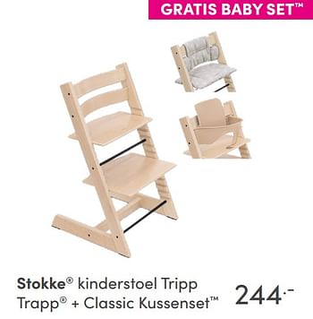 Aanbiedingen Stokke kinderstoel tripp trapp + classic kussenset - Stokke - Geldig van 14/11/2021 tot 30/11/2021 bij Baby & Tiener Megastore