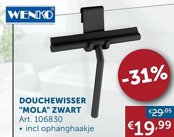 Aanbiedingen Douchewisser mola zwart - Wenko - Geldig van 16/11/2021 tot 20/12/2021 bij Zelfbouwmarkt