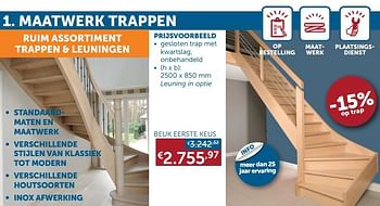 Aanbiedingen Gesloten trap met kwartslag, onbehandeld beuk eerste keus - Geldig van 16/11/2021 tot 20/12/2021 bij Zelfbouwmarkt