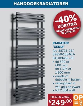 Aanbiedingen Handdoekradiatoren radiator xenia - Beauheat - Geldig van 16/11/2021 tot 20/12/2021 bij Zelfbouwmarkt