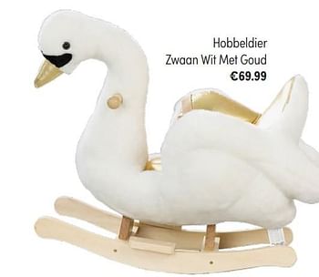Aanbiedingen Hobbeldier zwaan wit met goud - Cabino - Geldig van 14/11/2021 tot 30/11/2021 bij Baby & Tiener Megastore