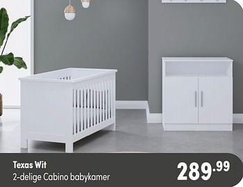 Aanbiedingen Texas wit 2-delige cabino babykamer - Cabino - Geldig van 14/11/2021 tot 30/11/2021 bij Baby & Tiener Megastore