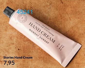Aanbiedingen Stories hand cream - Monday Sunday - Geldig van 20/09/2021 tot 28/11/2021 bij Bonaparte