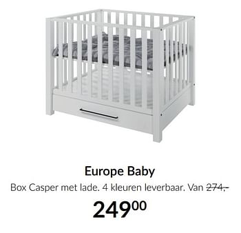Aanbiedingen Europe baby box casper met lade - Europe baby - Geldig van 16/11/2021 tot 13/12/2021 bij Babypark