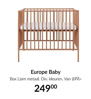 Aanbiedingen Europe baby box liam metaal - Europe baby - Geldig van 16/11/2021 tot 13/12/2021 bij Babypark