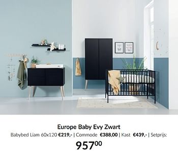Aanbiedingen Europe baby evy zwart - Europe baby - Geldig van 16/11/2021 tot 13/12/2021 bij Babypark