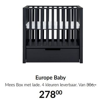 Aanbiedingen Europe baby mees box met lade - Europe baby - Geldig van 16/11/2021 tot 13/12/2021 bij Babypark