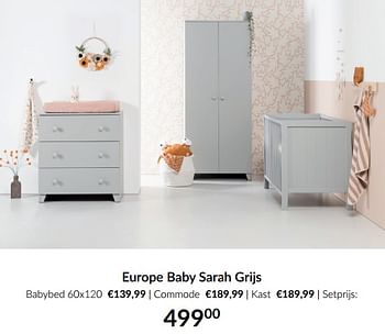 Aanbiedingen Europe baby sarah grijs - Europe baby - Geldig van 16/11/2021 tot 13/12/2021 bij Babypark