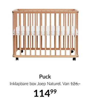 Aanbiedingen Puck inklapbare box joep naturel - Puck - Geldig van 16/11/2021 tot 13/12/2021 bij Babypark