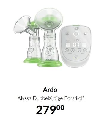 Aanbiedingen Ardo alyssa dubbelzijdige borstkolf - Ardo - Geldig van 16/11/2021 tot 13/12/2021 bij Babypark