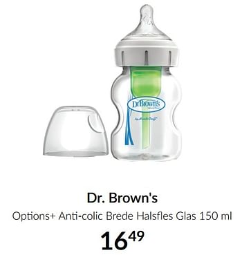 Aanbiedingen Dr. brown`s options+ anti-colic brede halsfles glas - DrBrown's - Geldig van 16/11/2021 tot 13/12/2021 bij Babypark