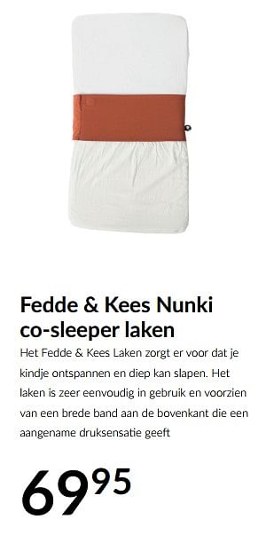 Aanbiedingen Fedde + kees nunki co-sleeper laken - Fedde &amp; Kees - Geldig van 16/11/2021 tot 13/12/2021 bij Babypark