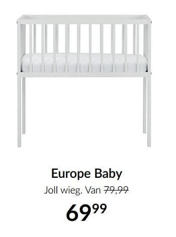 Aanbiedingen Europe baby joll wieg - Europe baby - Geldig van 16/11/2021 tot 13/12/2021 bij Babypark