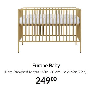 Aanbiedingen Europe baby liam babybed metaal gold - Europe baby - Geldig van 16/11/2021 tot 13/12/2021 bij Babypark