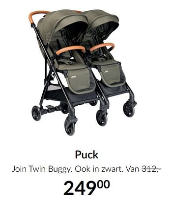 Aanbiedingen Puck join twin buggy - Puck - Geldig van 16/11/2021 tot 13/12/2021 bij Babypark