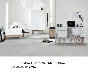 Aanbiedingen Kidsmill sixties wit mat - naturel bed - Kidsmill - Geldig van 16/11/2021 tot 13/12/2021 bij Babypark